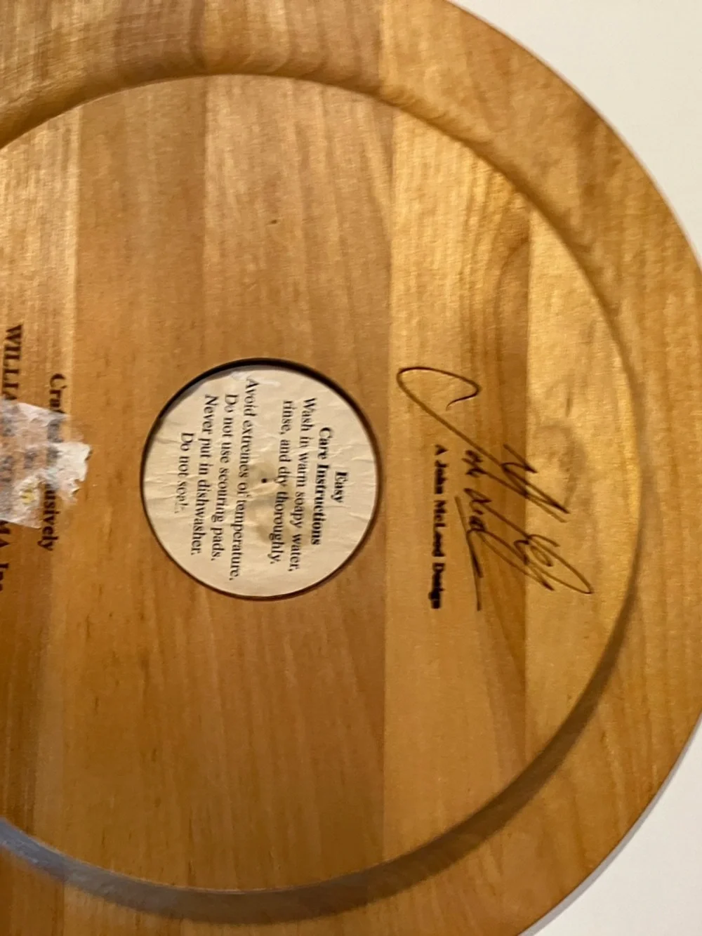 John Mcleod Vermont Bowl Company Wood Plate Charger Handcrafted Maple Birch 9.5”